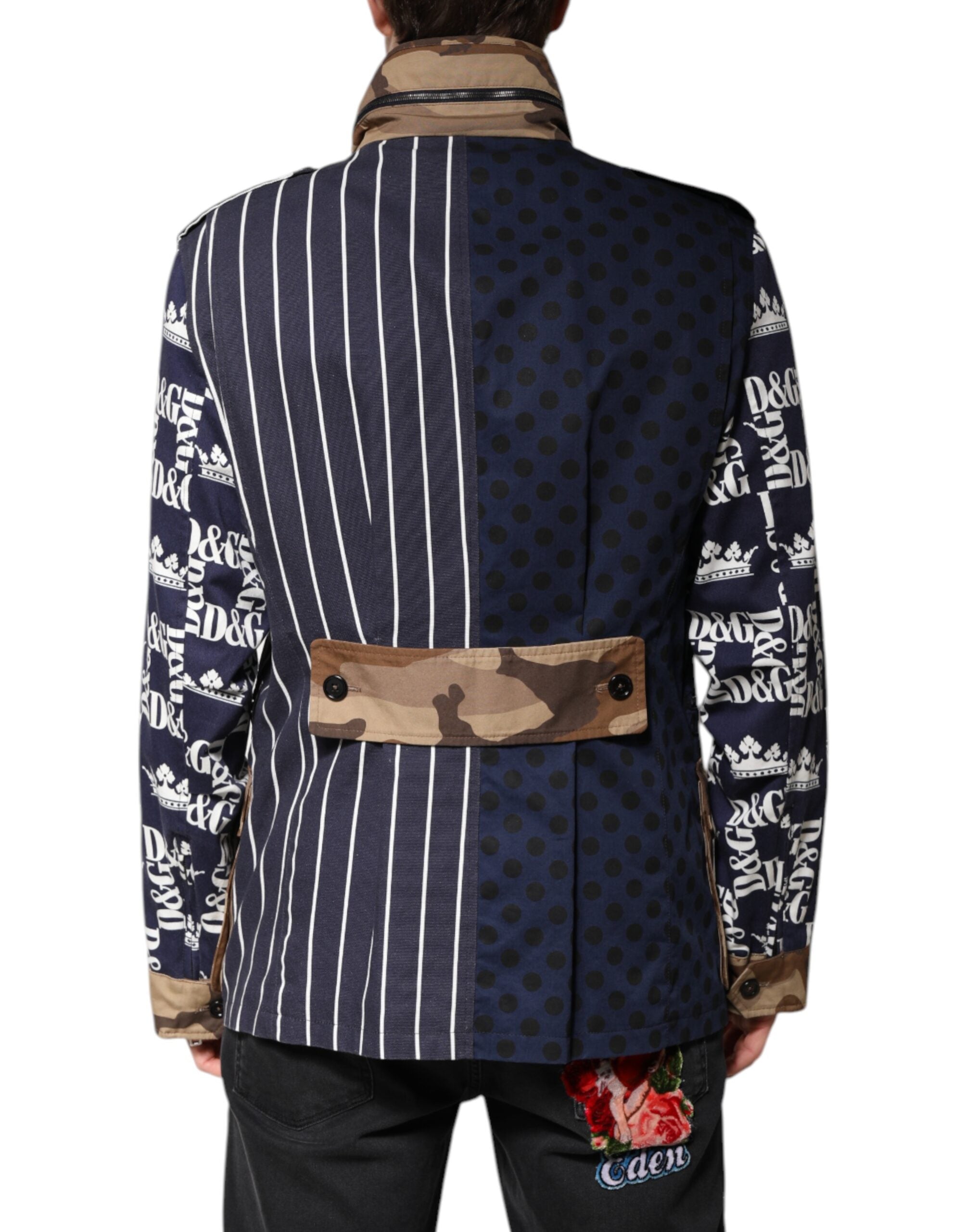 Dolce &amp; Gabbana Multicolor Cotton Logo Patchwork Coat Jacket