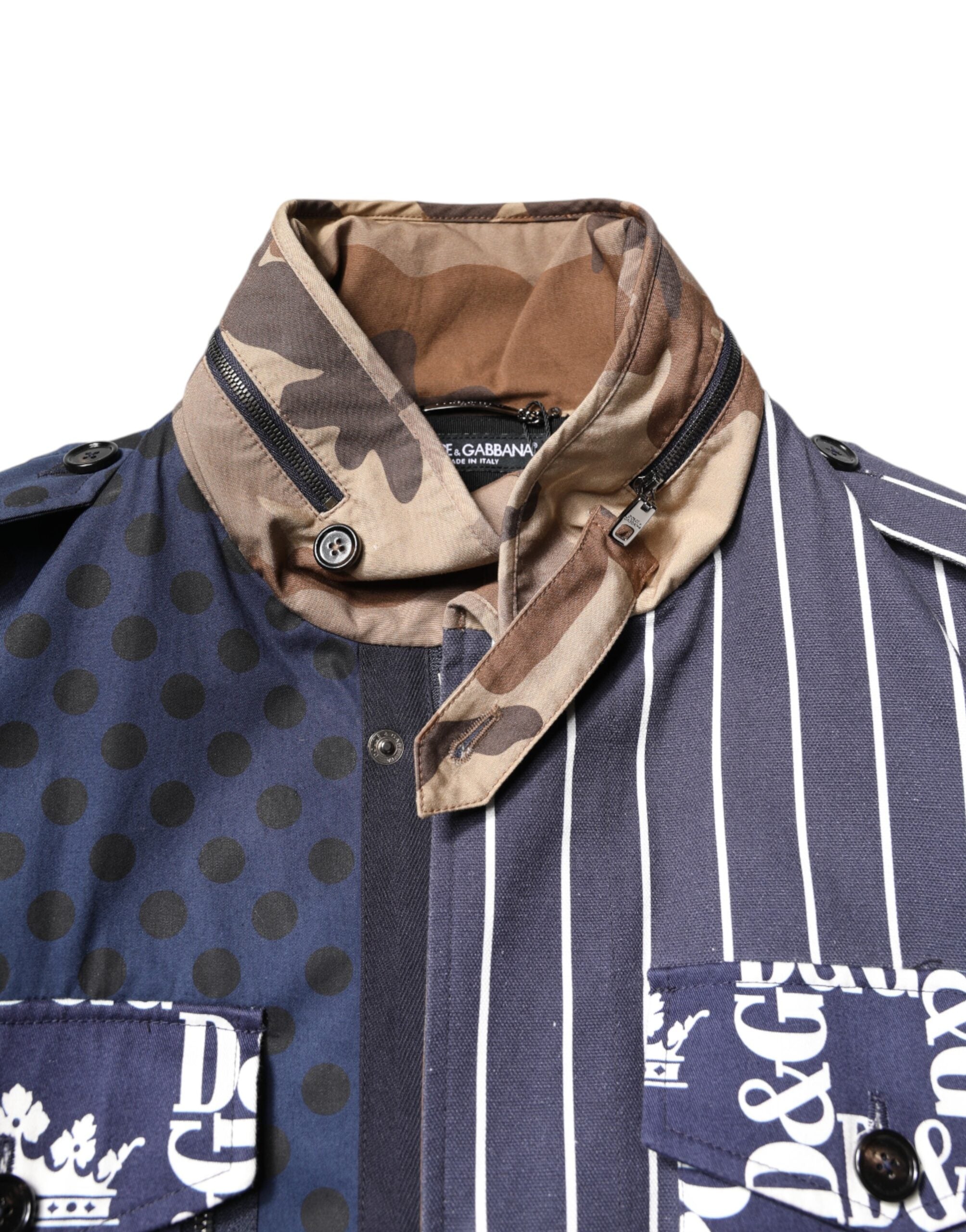 Dolce &amp; Gabbana Multicolor Cotton Logo Patchwork Coat Jacket