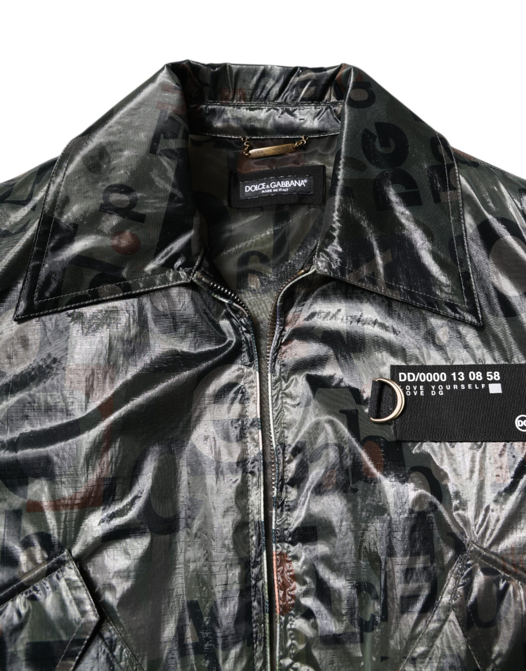 Dolce &amp; Gabbana Green DG Logo Print Bomber Full Zip Jacket