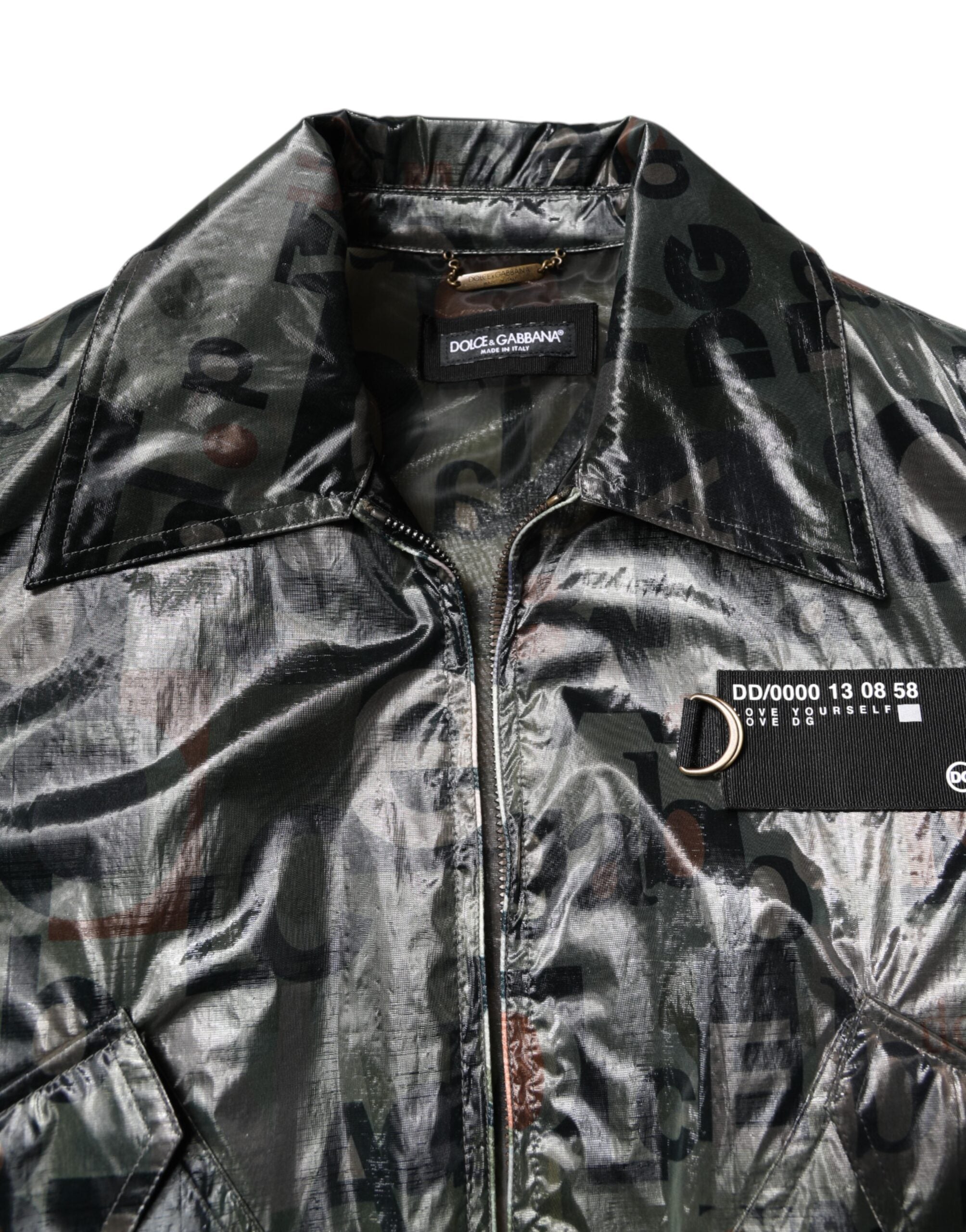 Dolce &amp; Gabbana Green DG Logo Print Bomber Full Zip Jacket