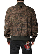 Dolce &amp; Gabbana Brown Camouflage Bomber Full Zip Jacket