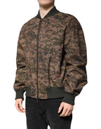 Dolce &amp; Gabbana Brown Camouflage Bomber Full Zip Jacket