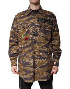 Dolce &amp; Gabbana Brown Leopard Cotton Collared Coat Jacket