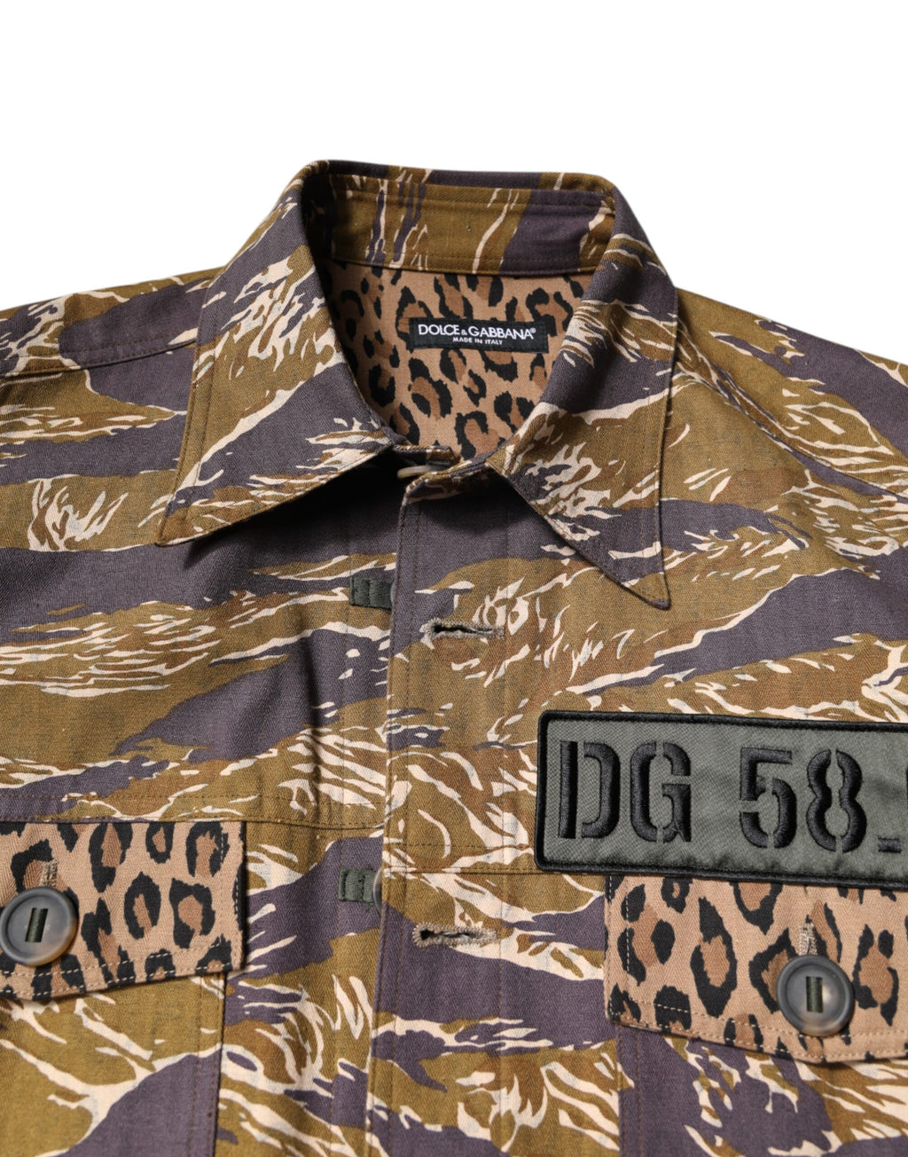 Dolce &amp; Gabbana Brown Leopard Cotton Collared Coat Jacket