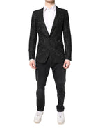 Dolce &amp; Gabbana Black Floral Jacquard Coat Jacket Blazer