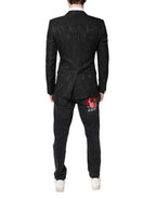Dolce &amp; Gabbana Black Floral Jacquard Coat Jacket Blazer