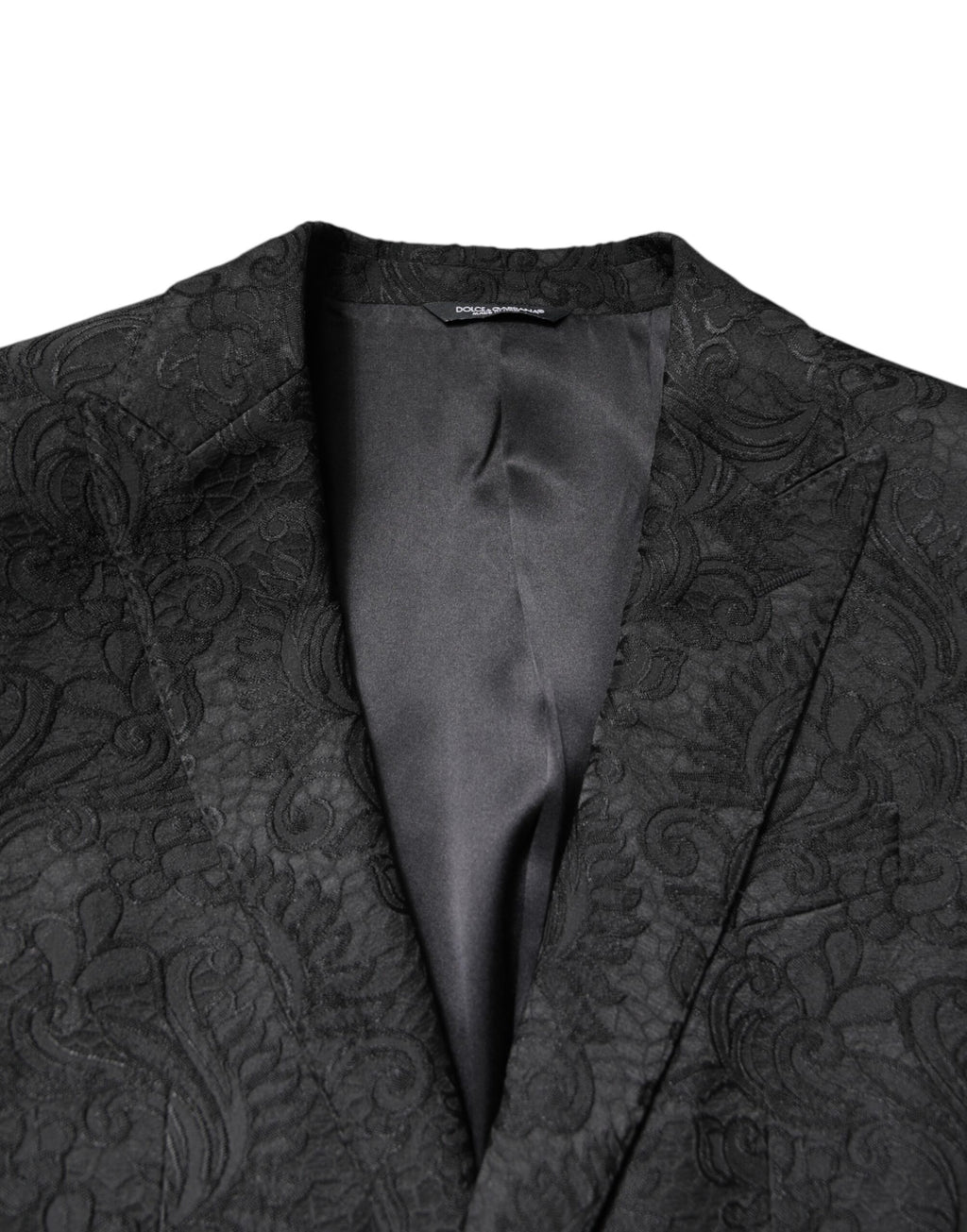 Dolce &amp; Gabbana Black Floral Jacquard Coat Jacket Blazer