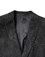 Dolce &amp; Gabbana Black Floral Jacquard Coat Jacket Blazer