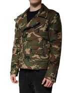 Dolce &amp; Gabbana Multicolor Camouflage Nylon Biker Jacket