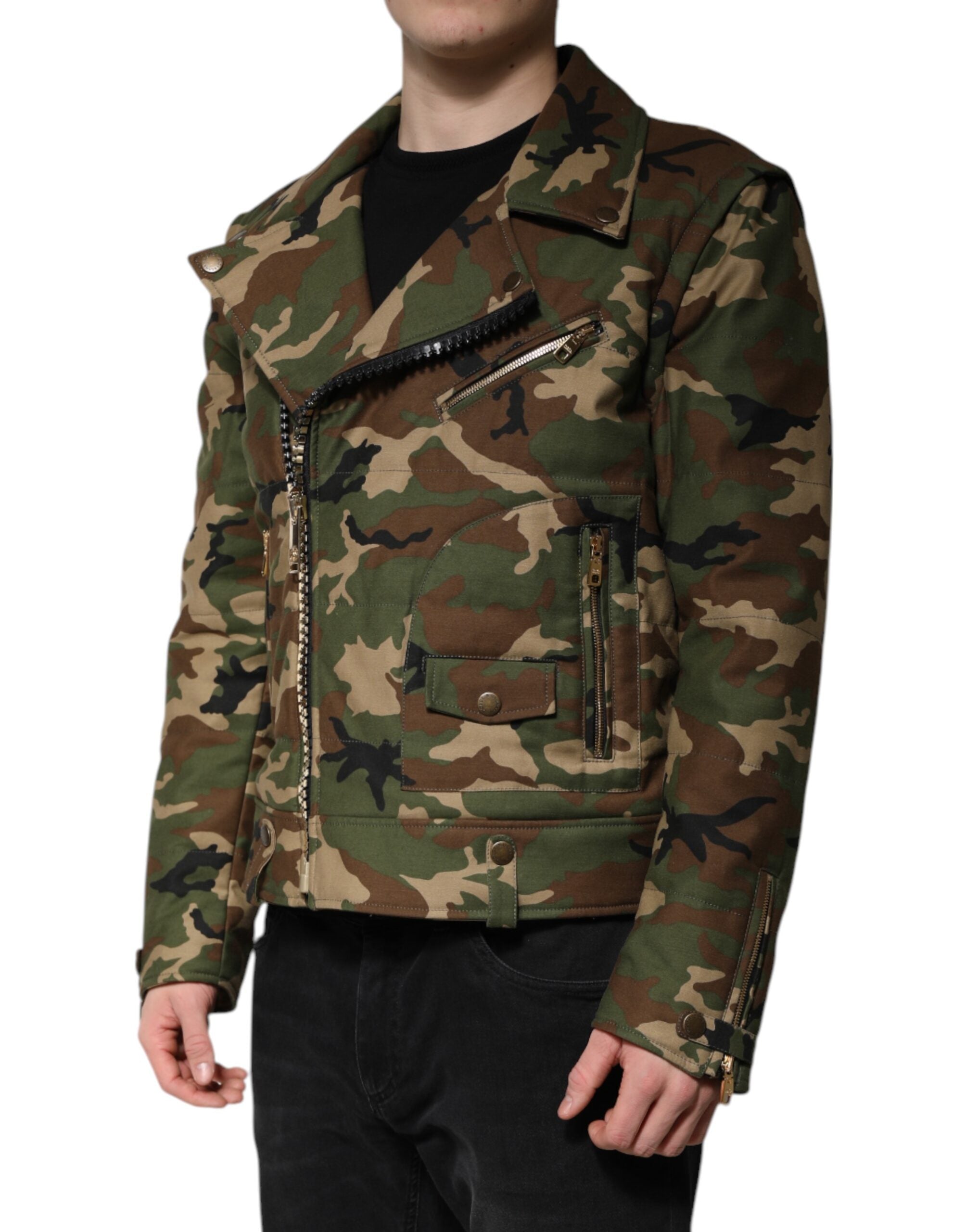 Dolce &amp; Gabbana Multicolor Camouflage Nylon Biker Jacket