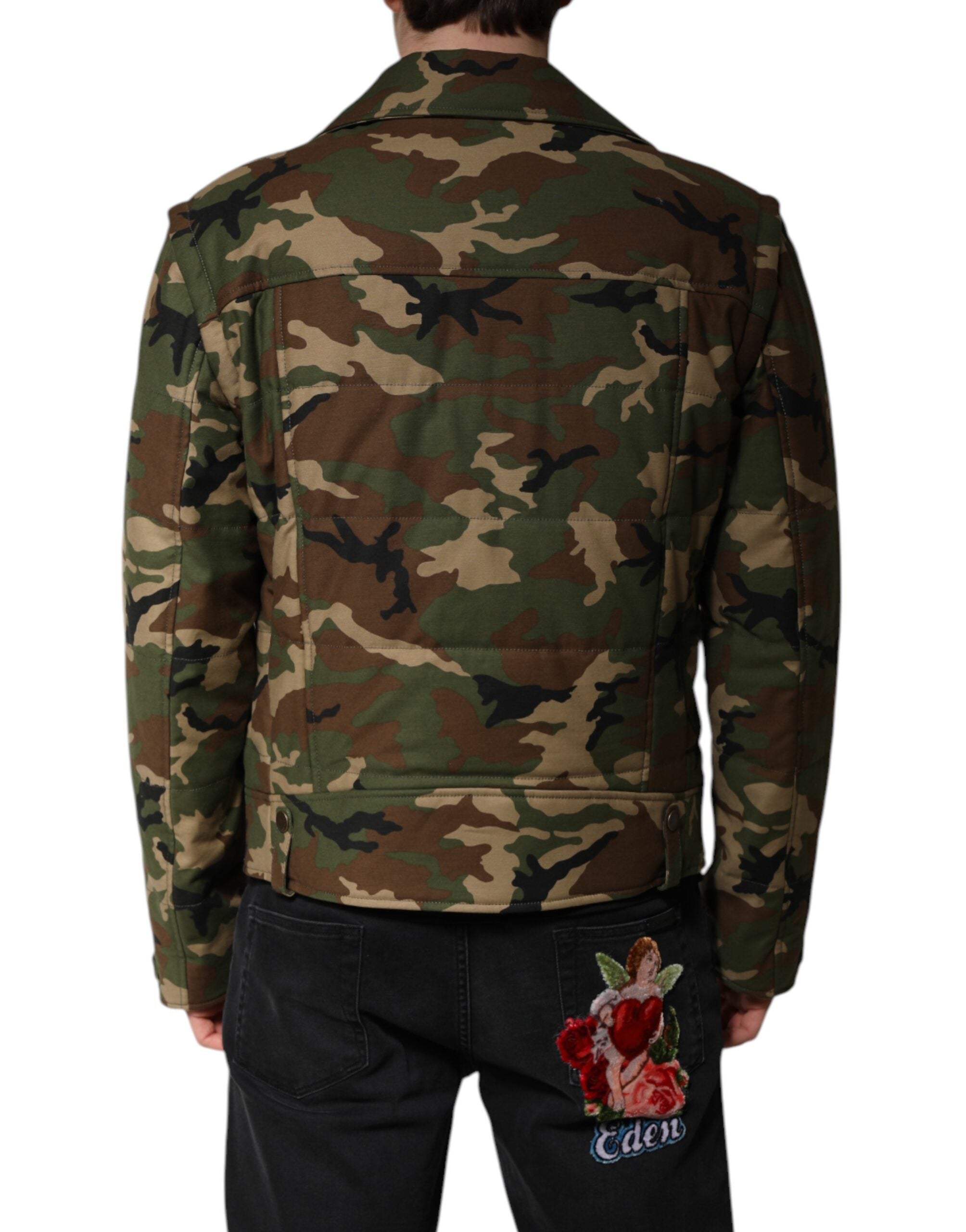 Dolce &amp; Gabbana Multicolor Camouflage Nylon Biker Jacket