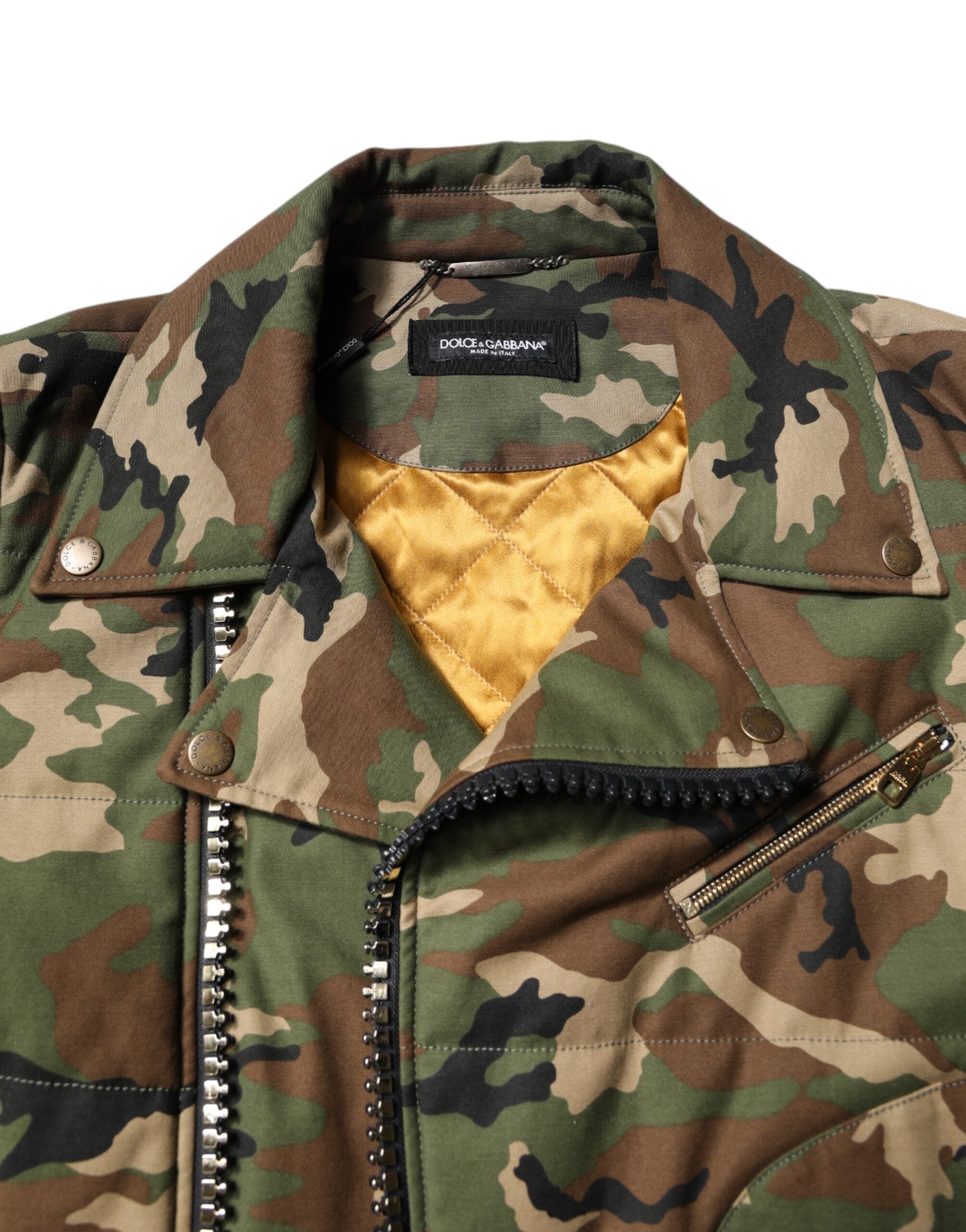 Dolce &amp; Gabbana Multicolor Camouflage Nylon Biker Jacket