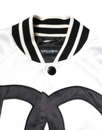 Dolce &amp; Gabbana White DG Logo Polyester Jersey Bomber Jacket