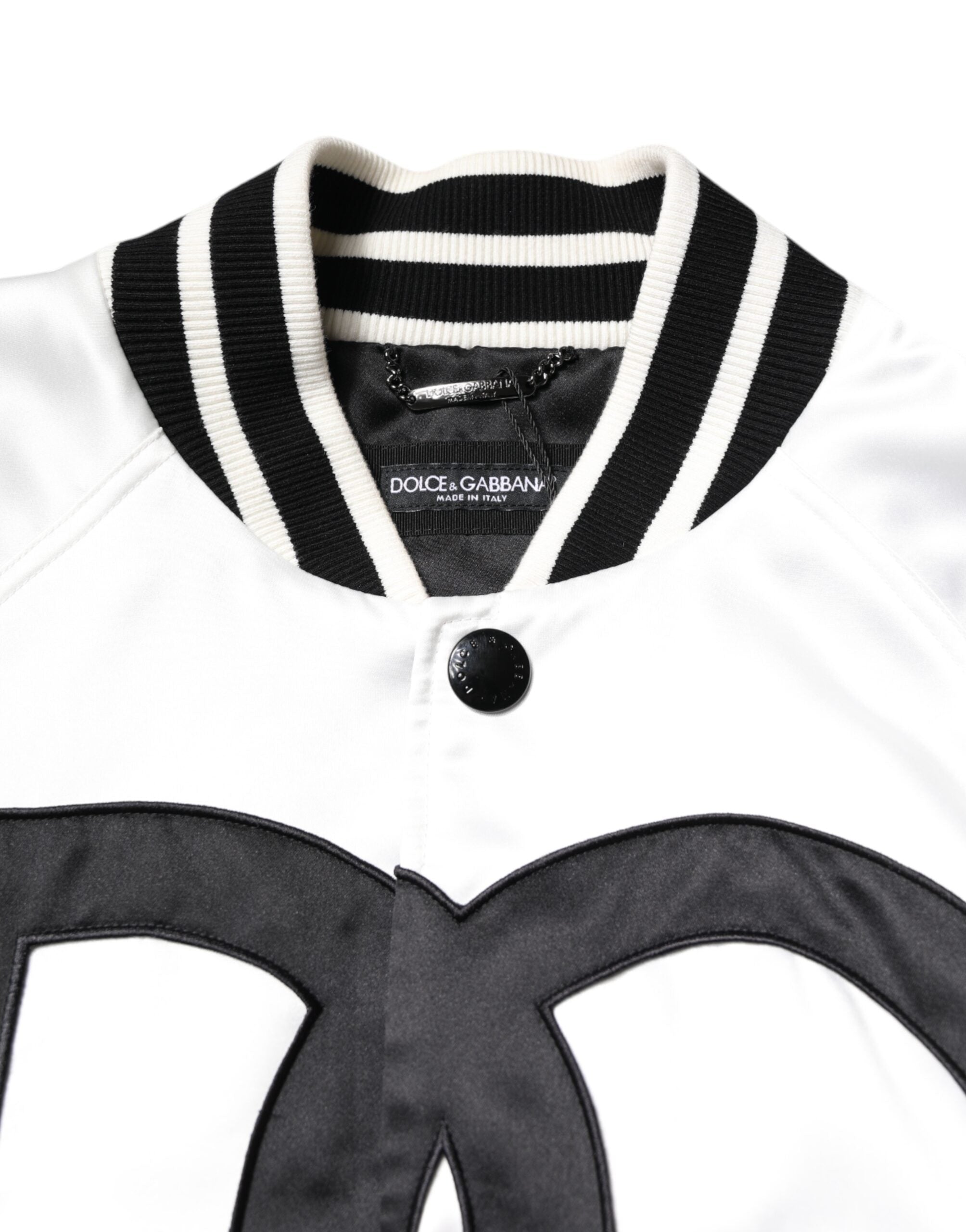Dolce &amp; Gabbana White DG Logo Polyester Jersey Bomber Jacket