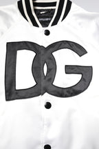 Dolce &amp; Gabbana White DG Logo Polyester Jersey Bomber Jacket