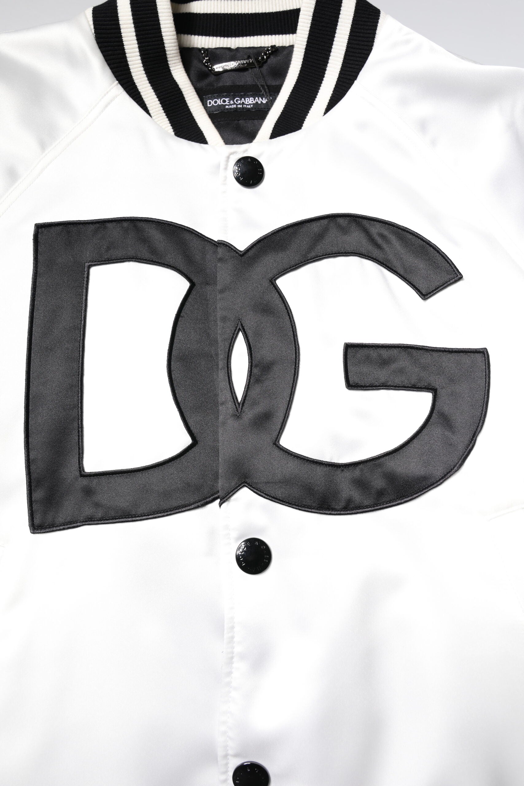 Dolce &amp; Gabbana White DG Logo Polyester Jersey Bomber Jacket