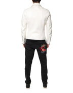 Dolce &amp; Gabbana White Collared Full Zip Biker Coat Jacket