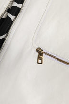 Dolce &amp; Gabbana White Collared Full Zip Biker Coat Jacket