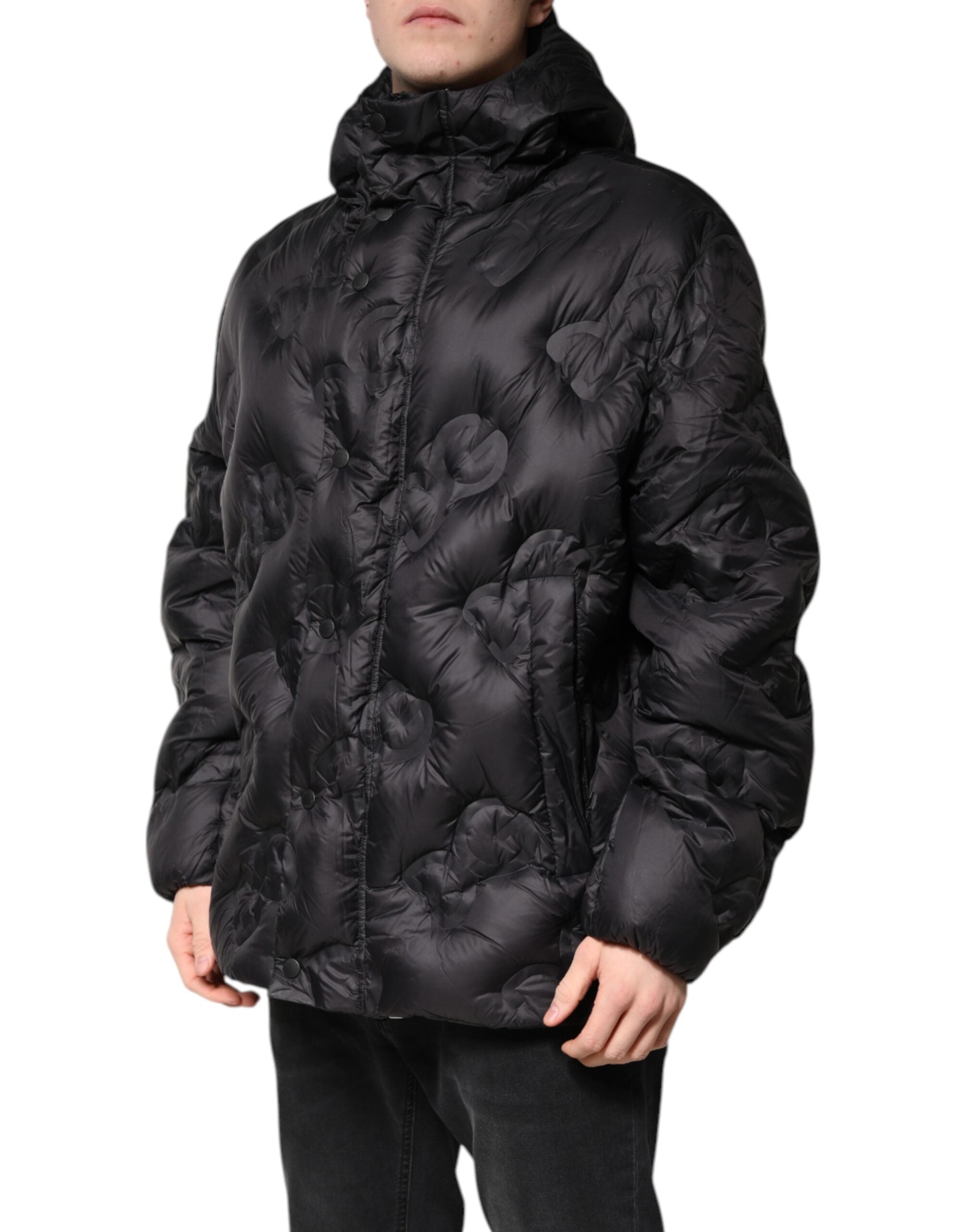 Dolce &amp; Gabbana Black Hooded Parka Coat Winter Jacket