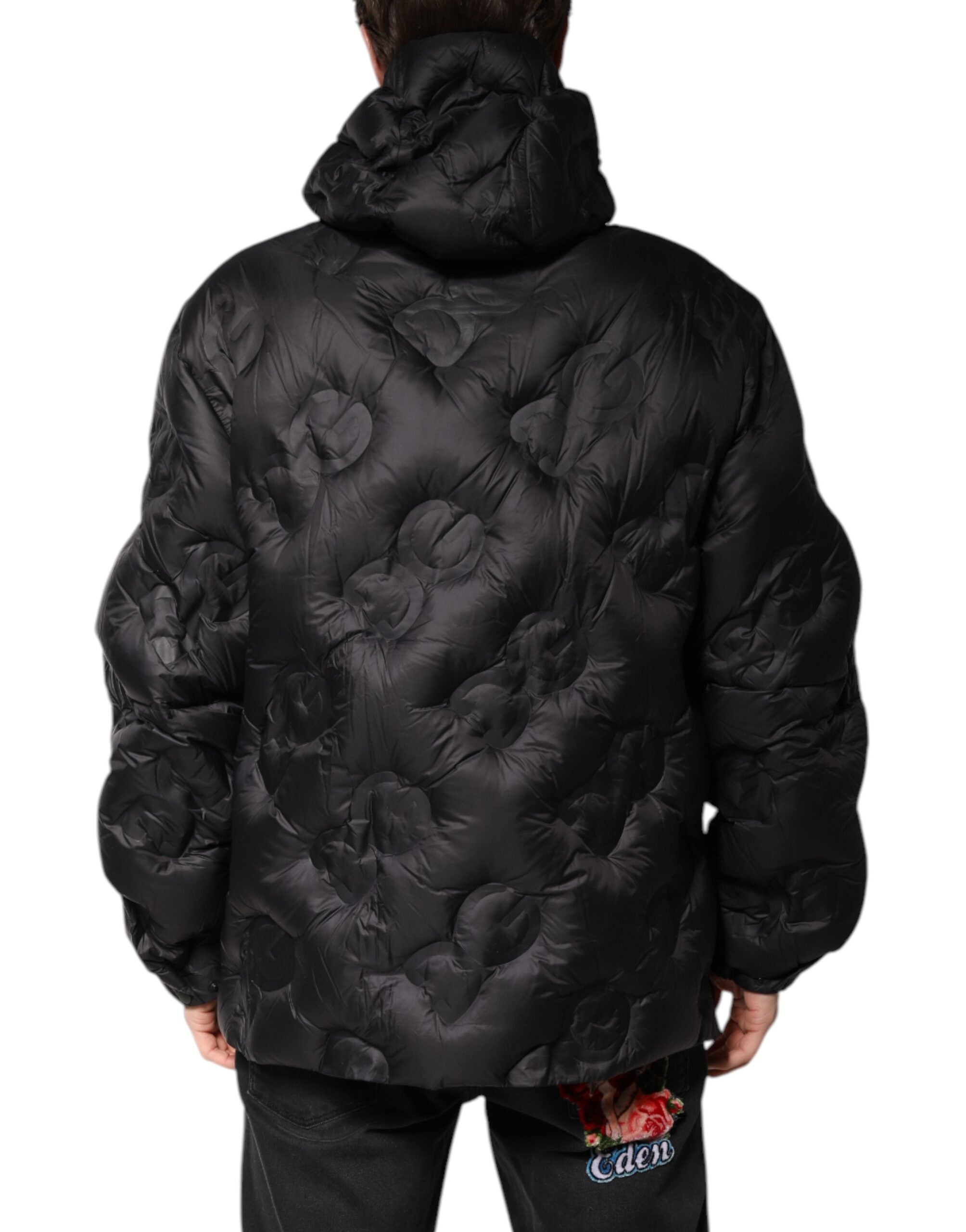 Dolce &amp; Gabbana Black Hooded Parka Coat Winter Jacket