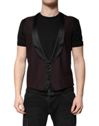Dolce &amp; Gabbana Maroon Wool Waistcoat Dress Formal Vest