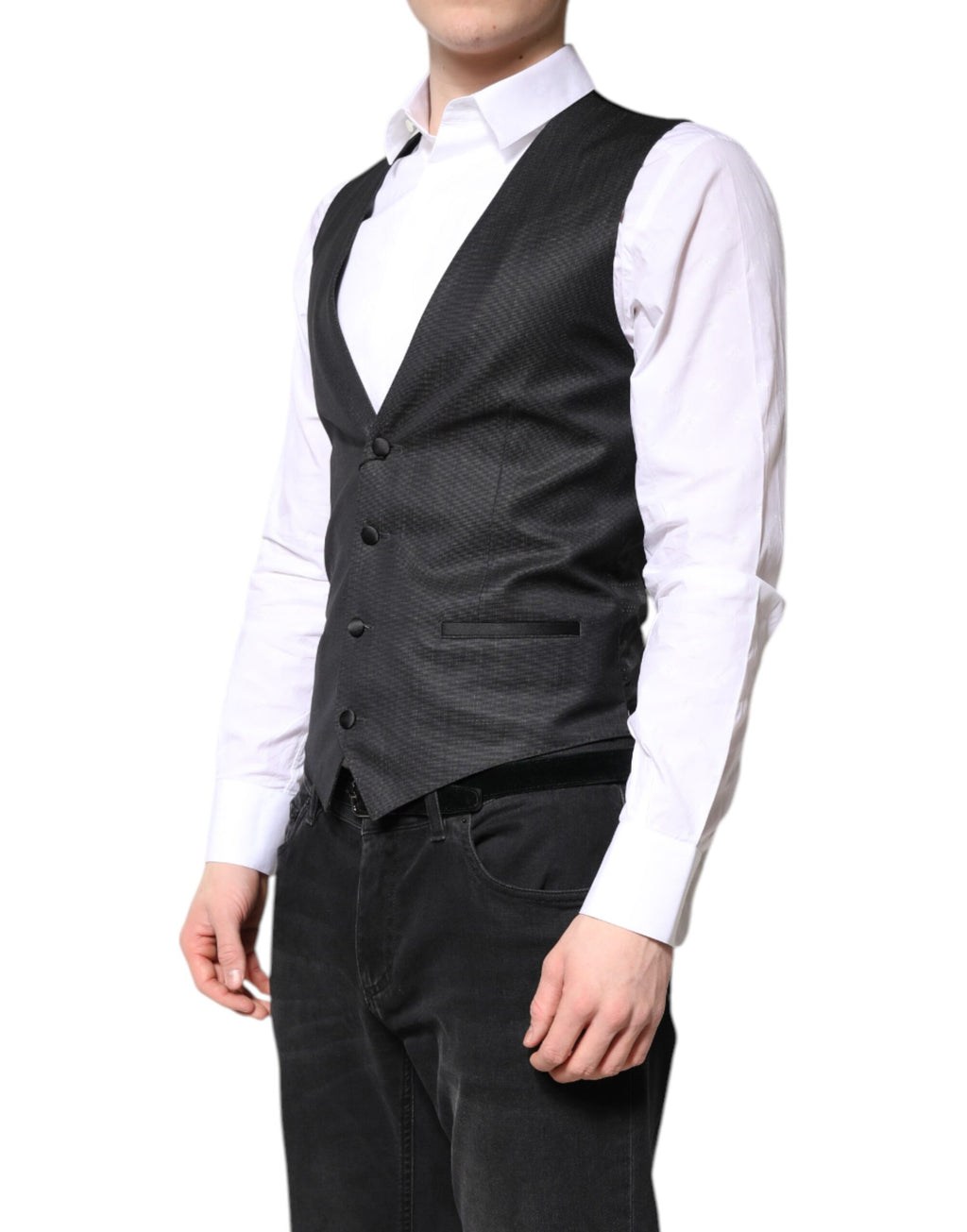 Dolce &amp; Gabbana Black Wool Waistcoat Dress Formal Vest