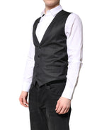 Dolce &amp; Gabbana Black Wool Waistcoat Dress Formal Vest