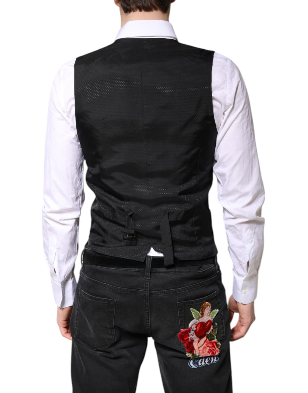 Dolce &amp; Gabbana Black Wool Waistcoat Dress Formal Vest