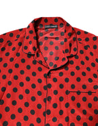 Dolce &amp; Gabbana Red Polka Dot Silk Long Sleeve Shirt