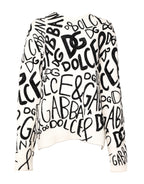 Dolce &amp; Gabbana White Black Logo Print Women Pullover Sweater