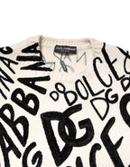 Dolce &amp; Gabbana White Black Logo Print Women Pullover Sweater