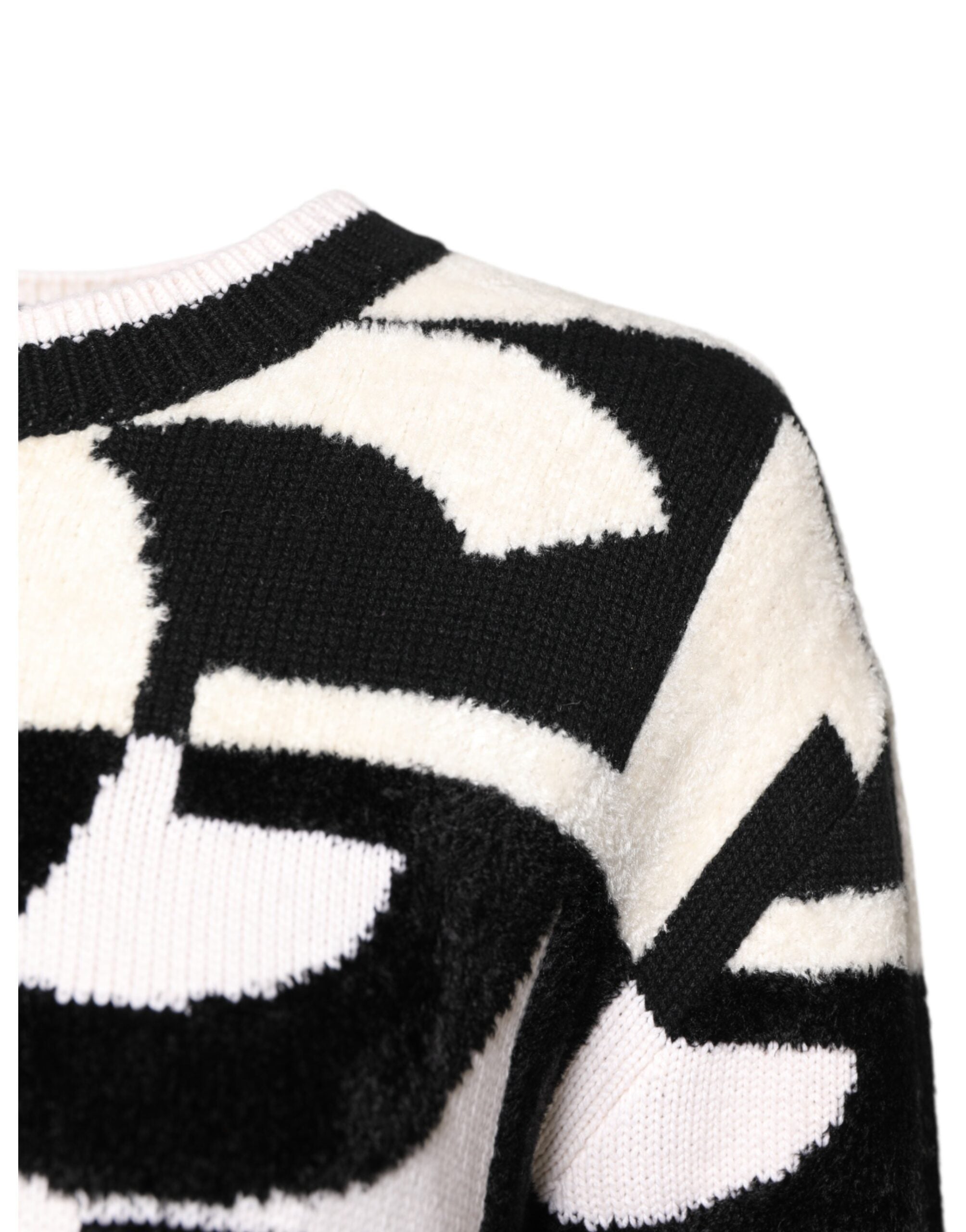 Dolce &amp; Gabbana White Black Logo Print Women Pullover Sweater