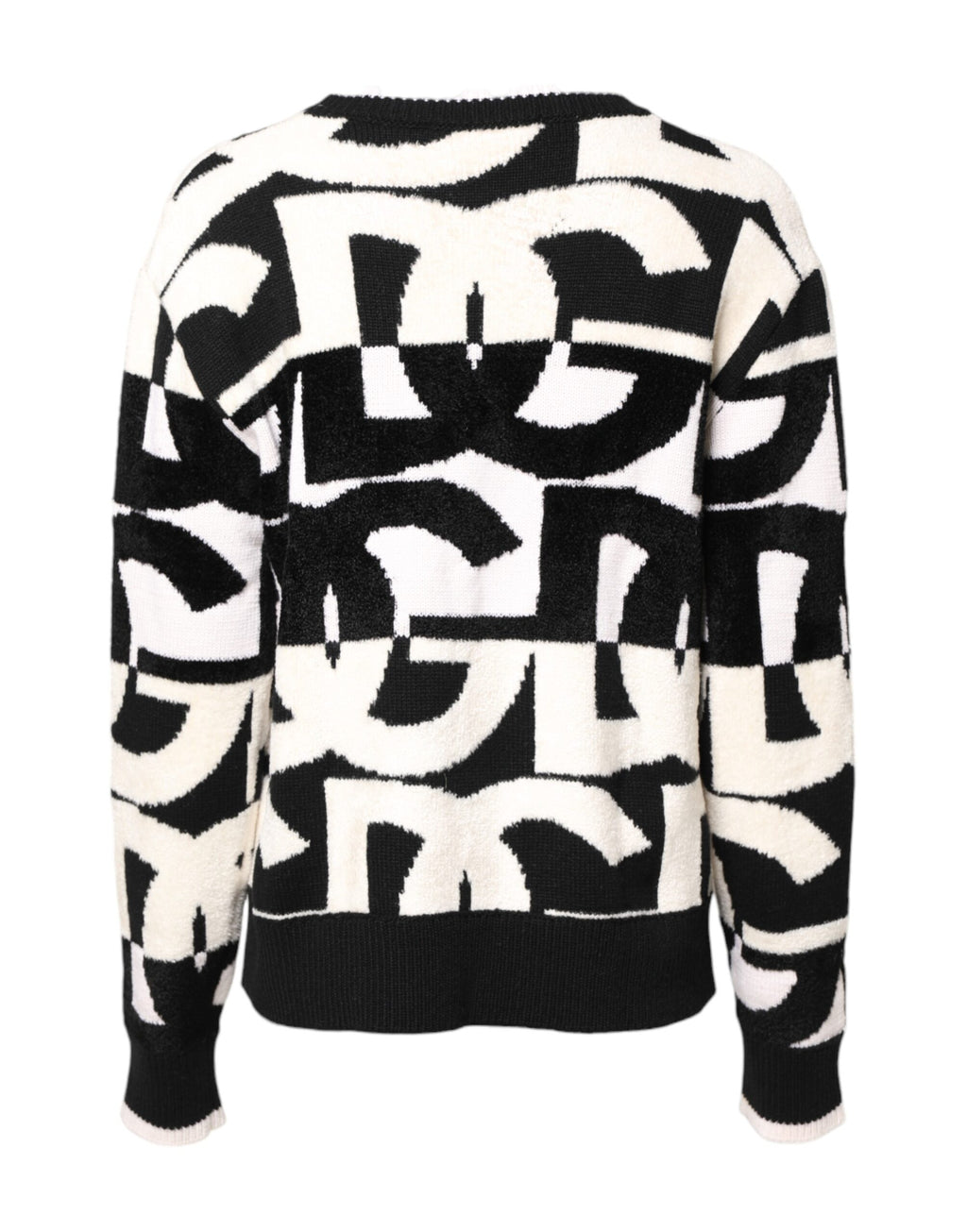 Dolce &amp; Gabbana White Black Logo Print Women Pullover Sweater