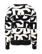 Dolce &amp; Gabbana White Black Logo Print Women Pullover Sweater