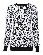 Dolce &amp; Gabbana Black White Logo Print Women Pullover Sweater