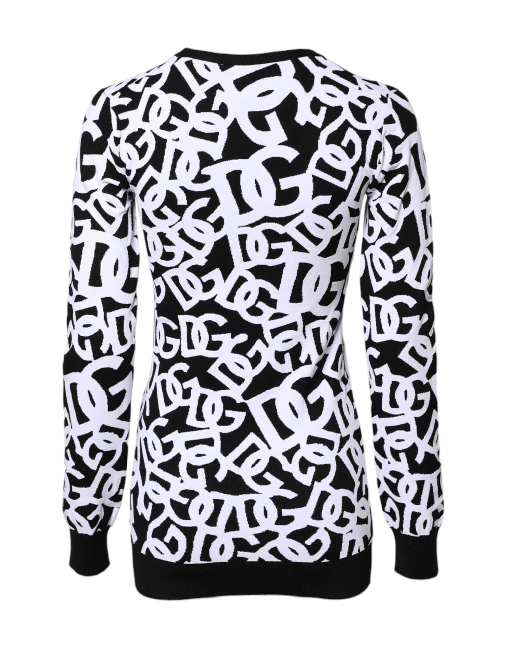 Dolce &amp; Gabbana Black White Logo Print Women Pullover Sweater