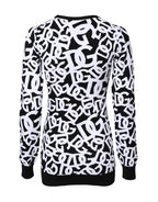 Dolce &amp; Gabbana Black White Logo Print Women Pullover Sweater
