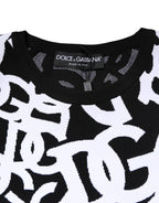Dolce &amp; Gabbana Black White Logo Print Women Pullover Sweater