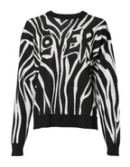 Dolce &amp; Gabbana Black White Print Women Pullover Sweater