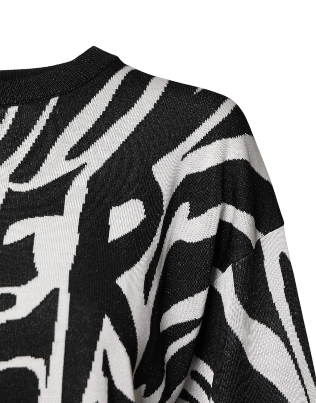 Dolce &amp; Gabbana Black White Print Women Pullover Sweater