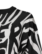 Dolce &amp; Gabbana Black White Print Women Pullover Sweater
