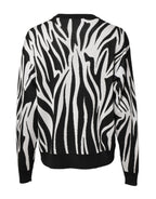 Dolce &amp; Gabbana Black White Print Women Pullover Sweater