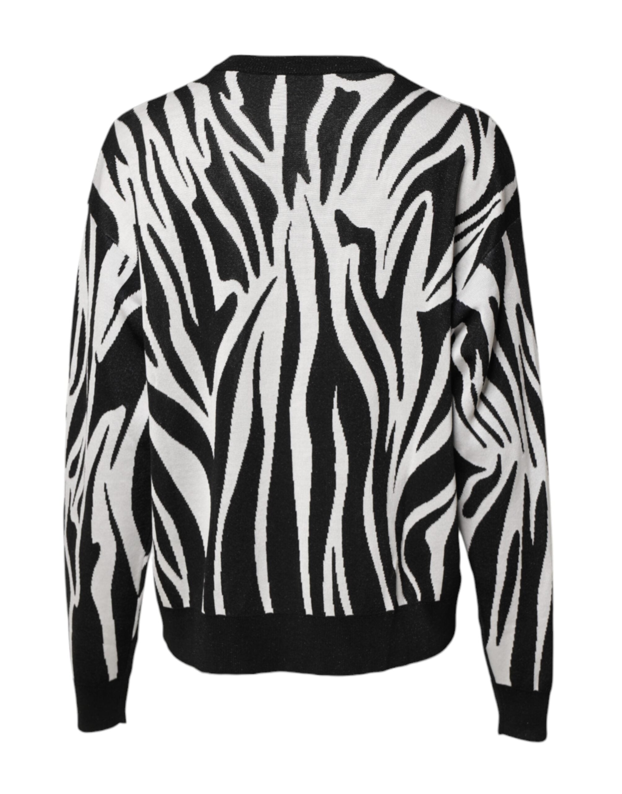Dolce &amp; Gabbana Black White Print Women Pullover Sweater