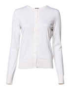 Dolce &amp; Gabbana White Cashmere Crew Neck Top Cardigan Sweater