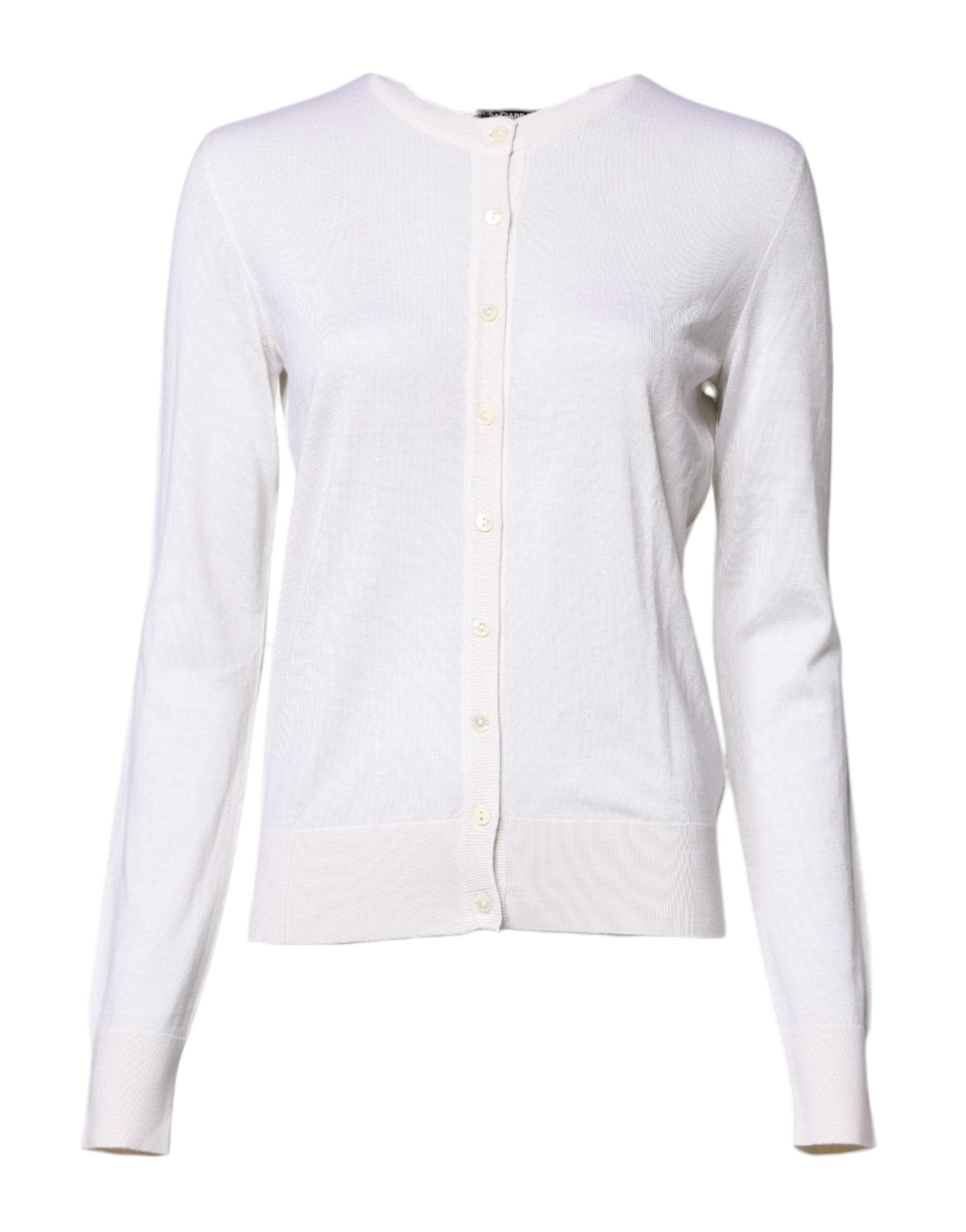 Dolce &amp; Gabbana White Cashmere Crew Neck Top Cardigan Sweater