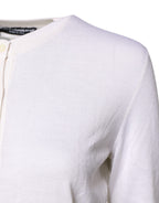 Dolce &amp; Gabbana White Cashmere Crew Neck Top Cardigan Sweater