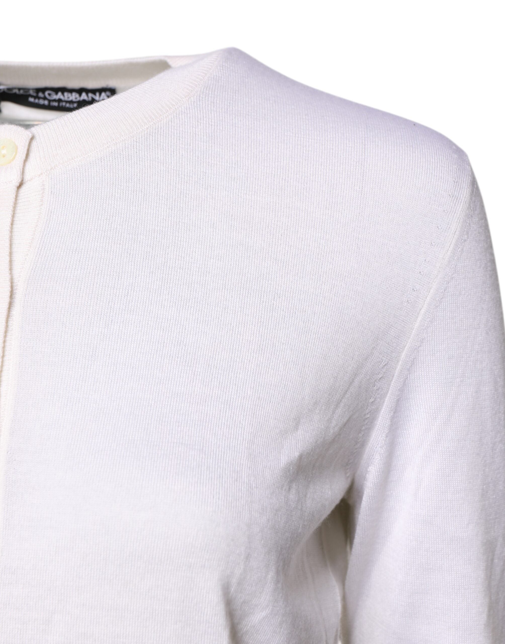 Dolce &amp; Gabbana White Cashmere Crew Neck Top Cardigan Sweater