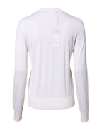 Dolce &amp; Gabbana White Cashmere Crew Neck Top Cardigan Sweater
