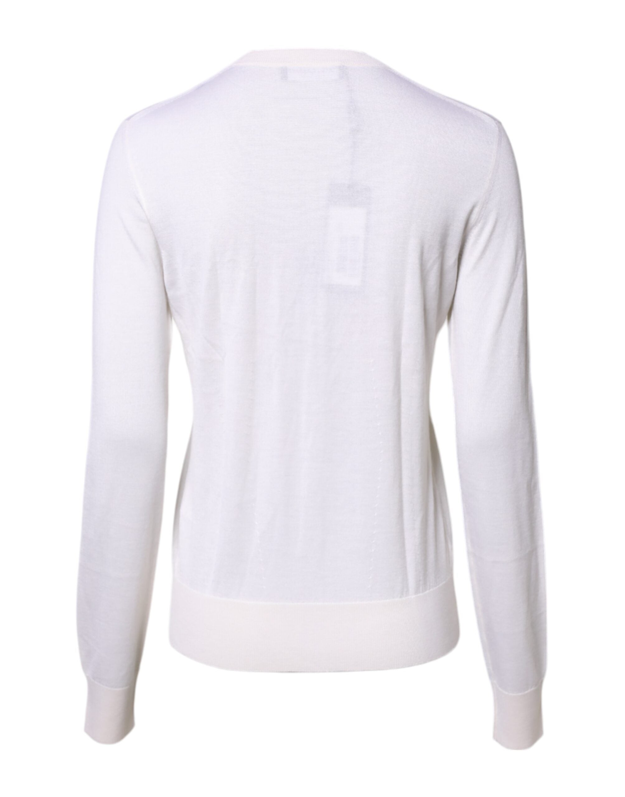 Dolce &amp; Gabbana White Cashmere Crew Neck Top Cardigan Sweater