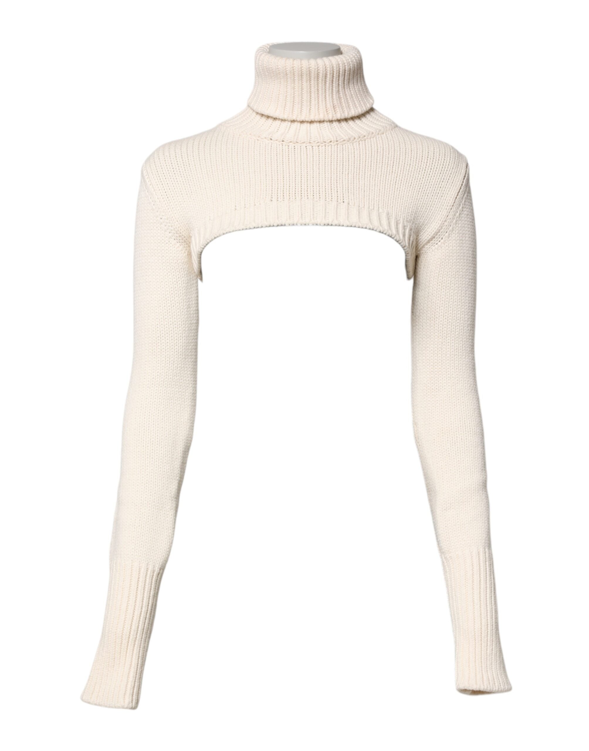 Dolce &amp; Gabbana Ivory Cashmere Turtleneck Cropped Top Sweater